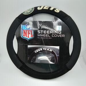 New York Jets NFL Mesh & Poly Suede Sterring Wheel Cover